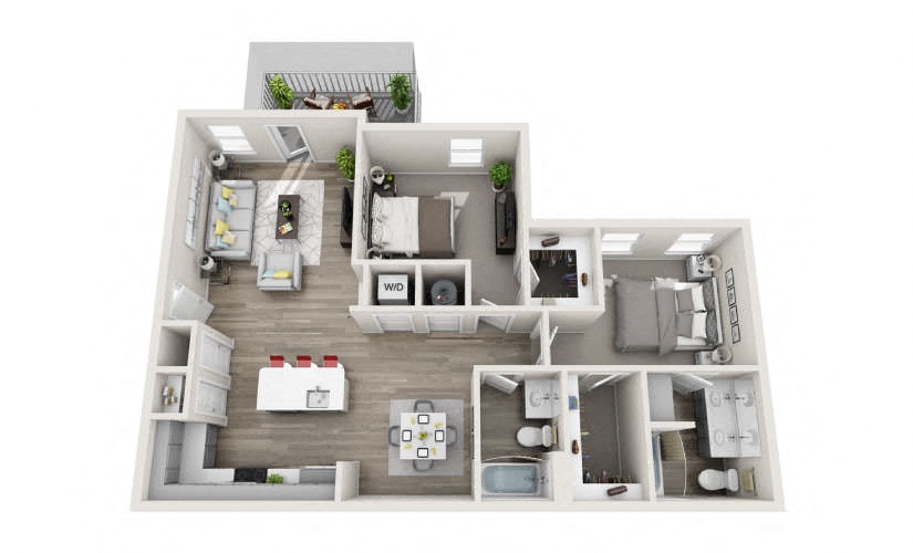 Floor plan for 2 beds, 2 baths, 1150 sqft